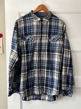 Timberland Navy and White Plaid Casual Button-Up Shirt